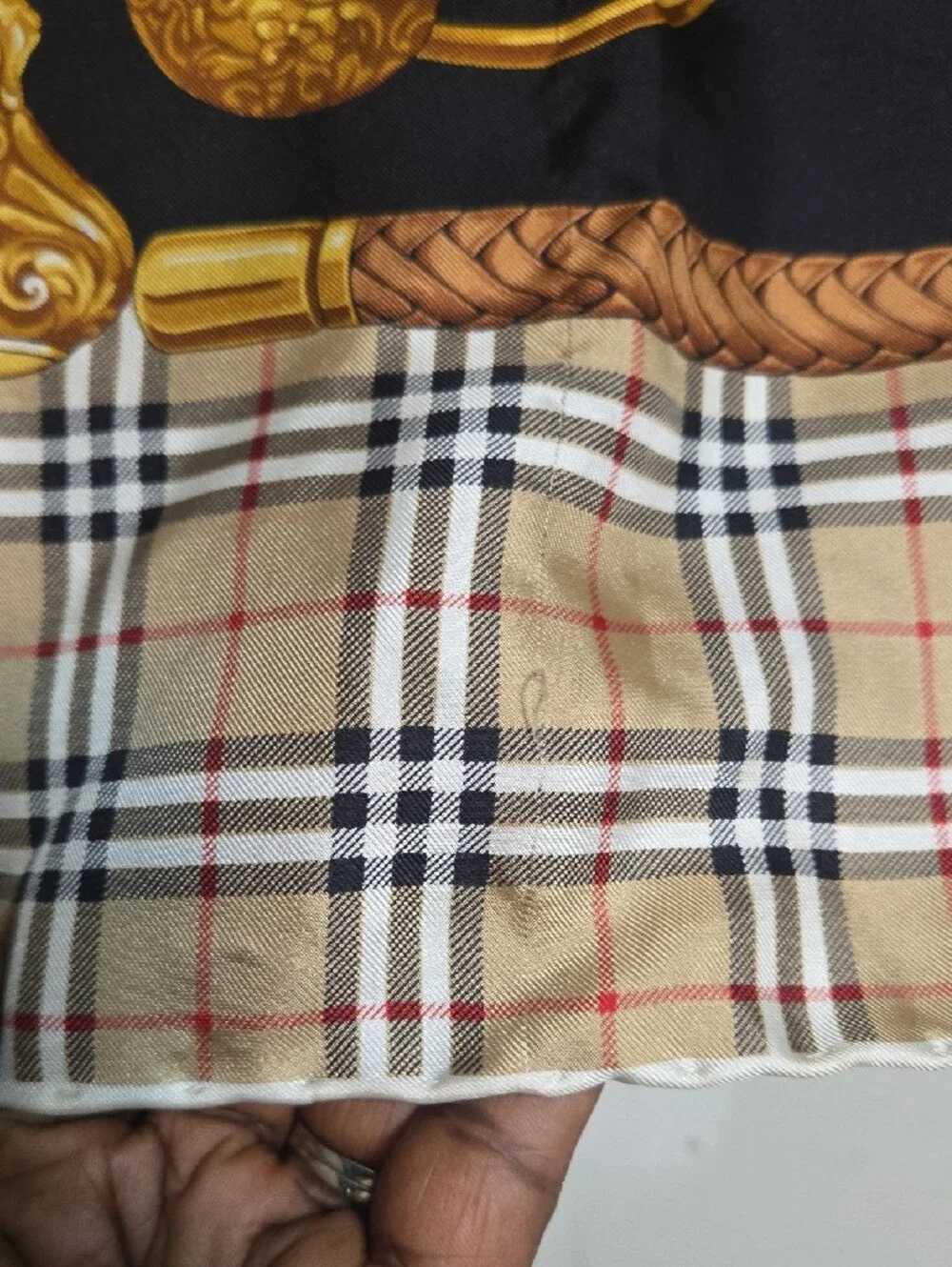 Burberry Black, Beige and Gold Heraldic Medallion Tapestry